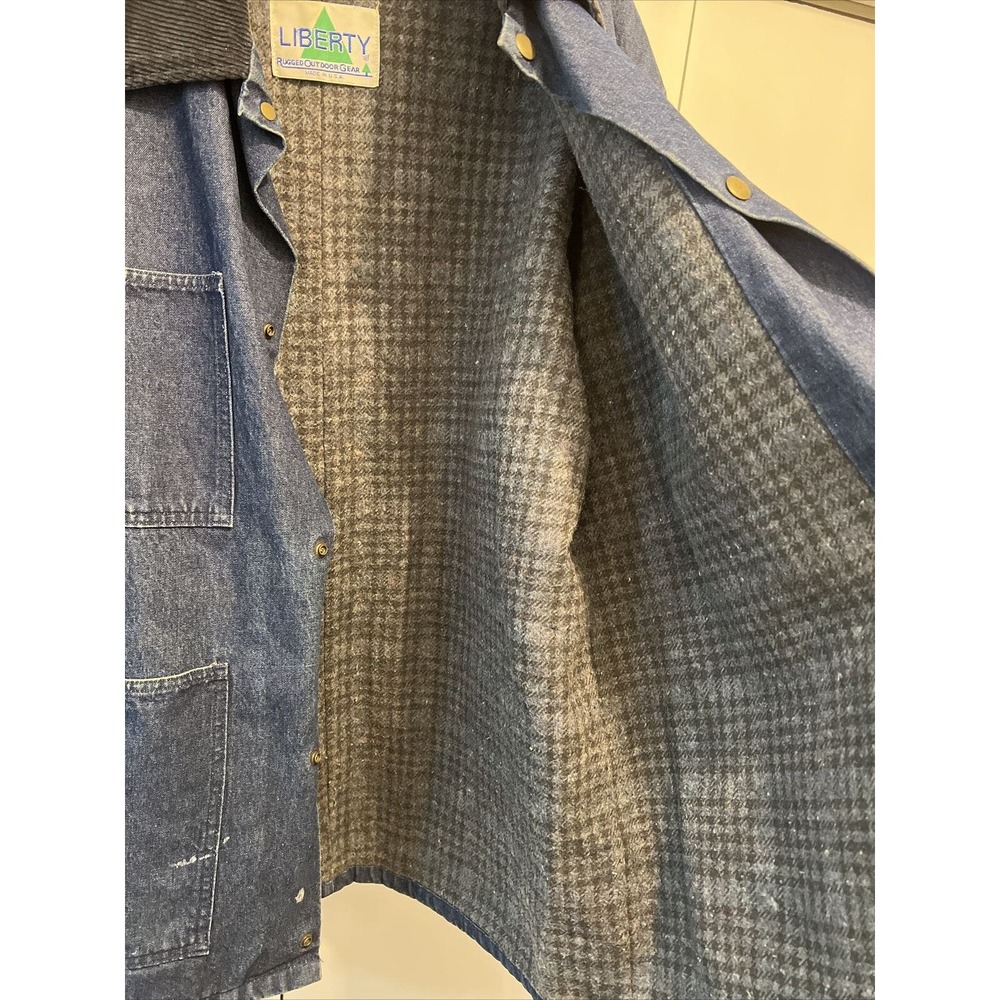 VTG 1970s LIBERTY Made In USA Denim Chore Jacket Blanket Lined Sz XL Corduroy - Picture 5 of 10